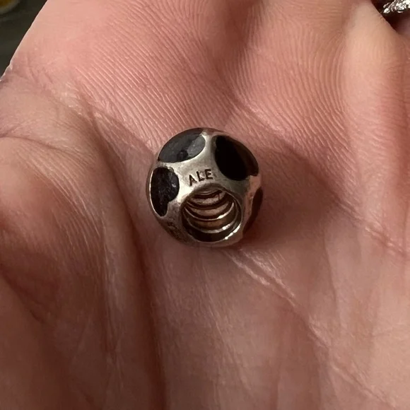 Pandora Sterling Silver Black Enamel Hearts Charm - Picture 2 of 8